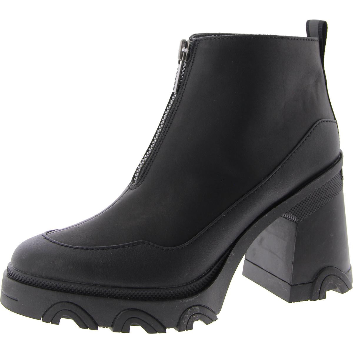 Brex Heel Zip Zipper Round Toe Ankle Boots