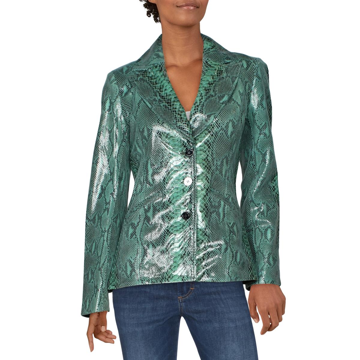 Snake Print Patent Leather Blazer