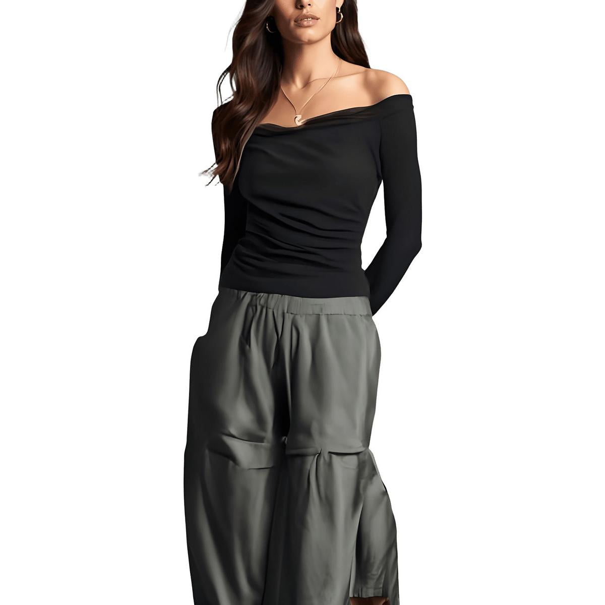 Solid Mesh Off The Shoulder