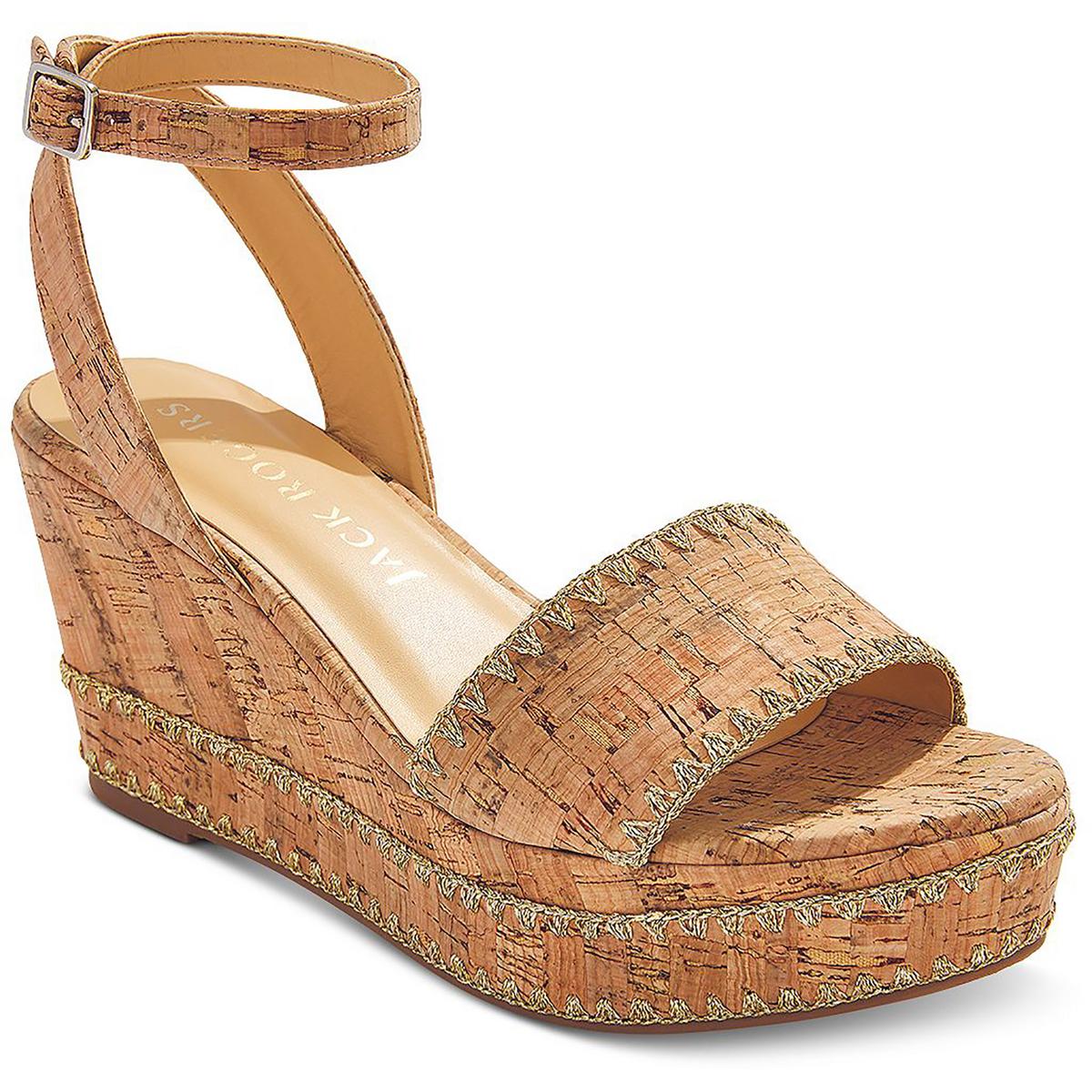 Flagler Stitch Cork Metallic Wedge Sandals