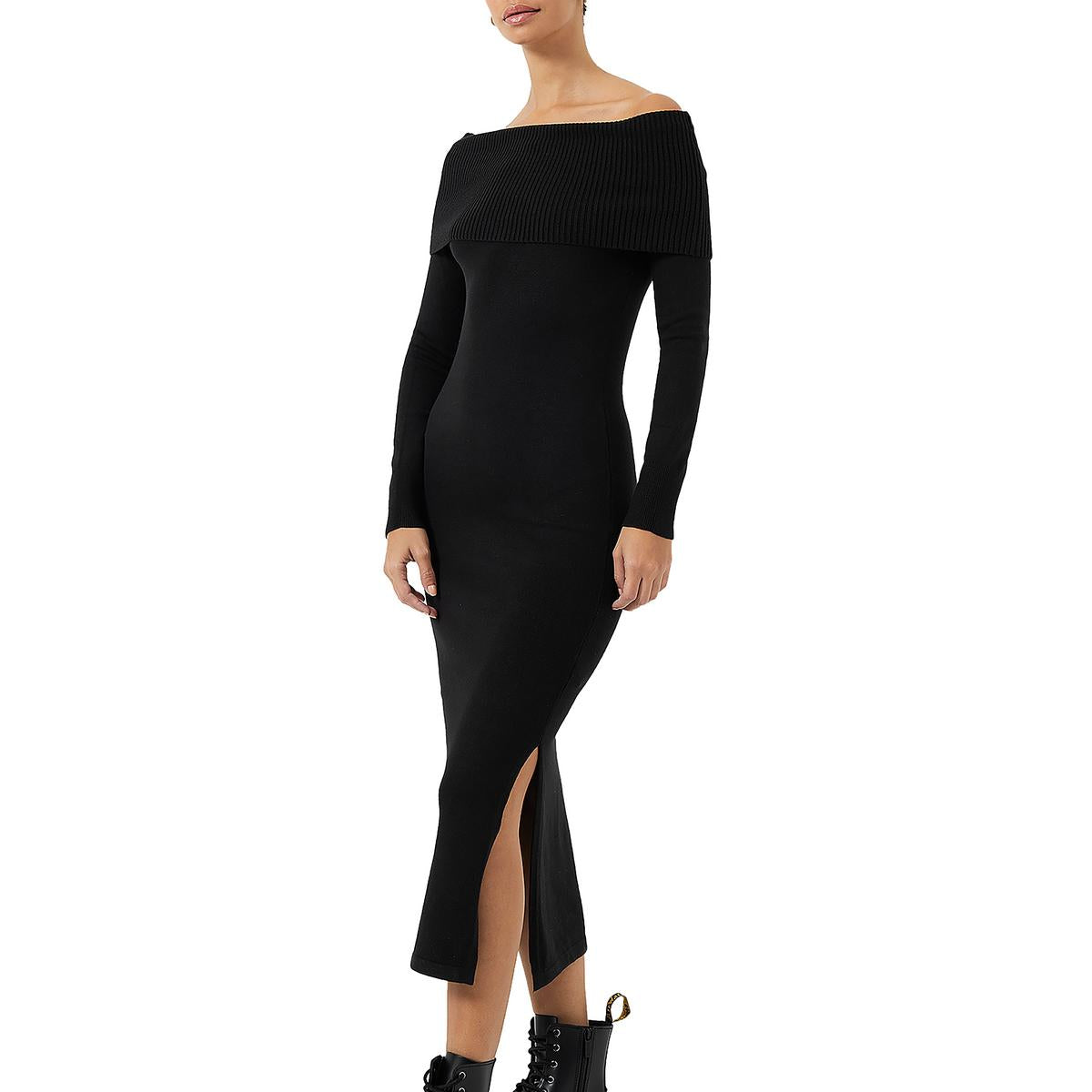 Off-The-Shoulder Midi Sweaterdress