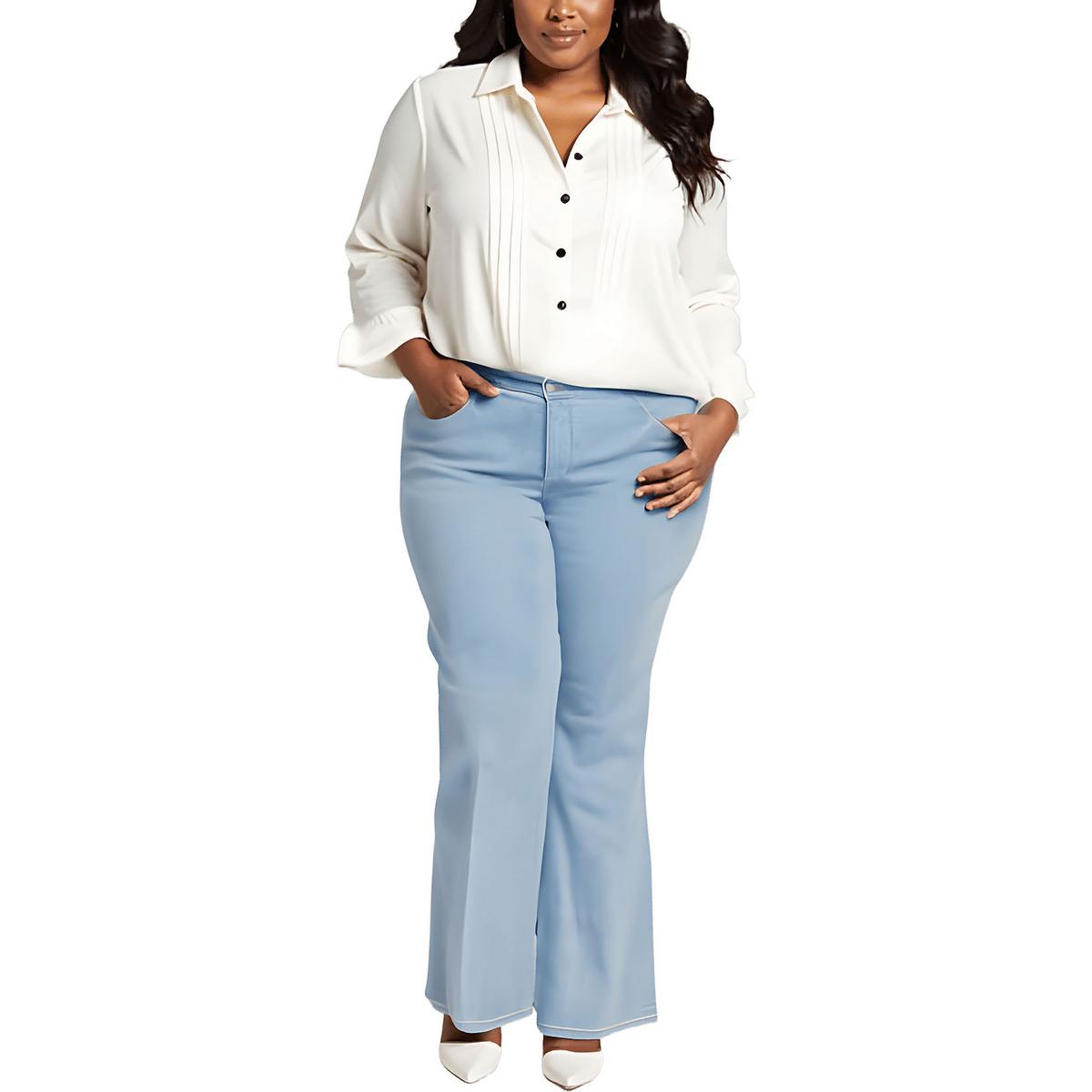 Plus Mia Stretch Denim Wide Leg Jeans