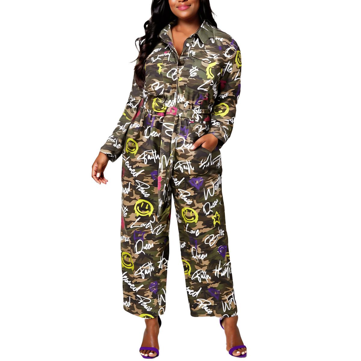 Plus Graphic Cotton Jumpsuit