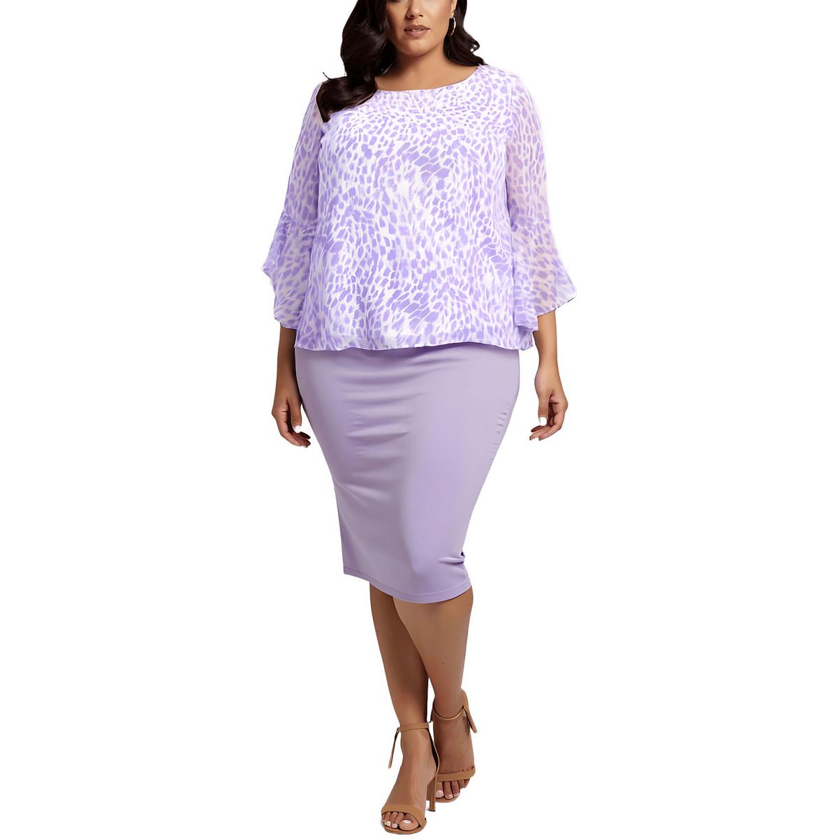 Plus Printed Chiffon Blouse