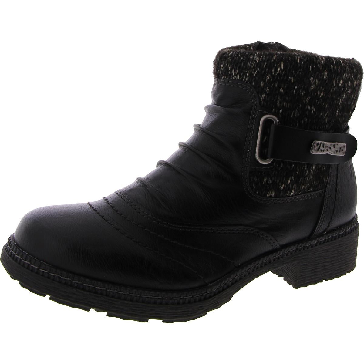 Citrine-B Faux Leather Buckle Ankle Boots