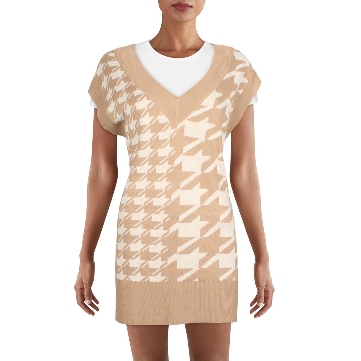 Knit Houndstooth Sweaterdress