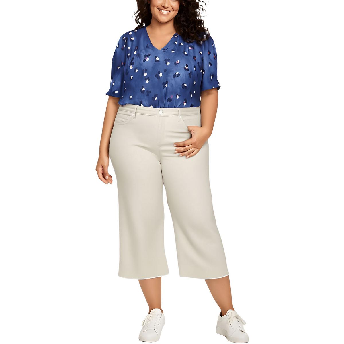 Plus Frayed Hem Denim Capri Jeans