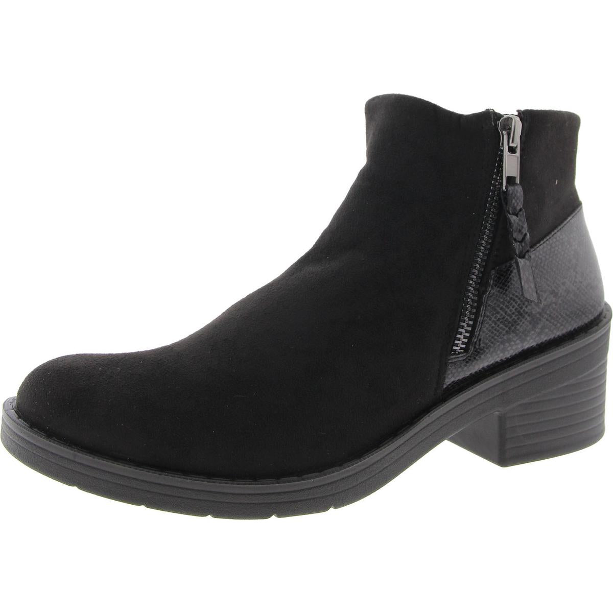 Outgoing Faux Suede Snake Print Ankle Boots