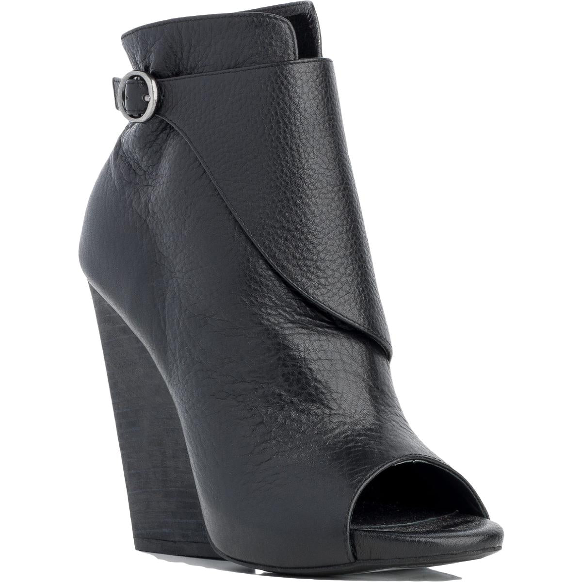 Evalane Leather Peep Toe Platform Heels