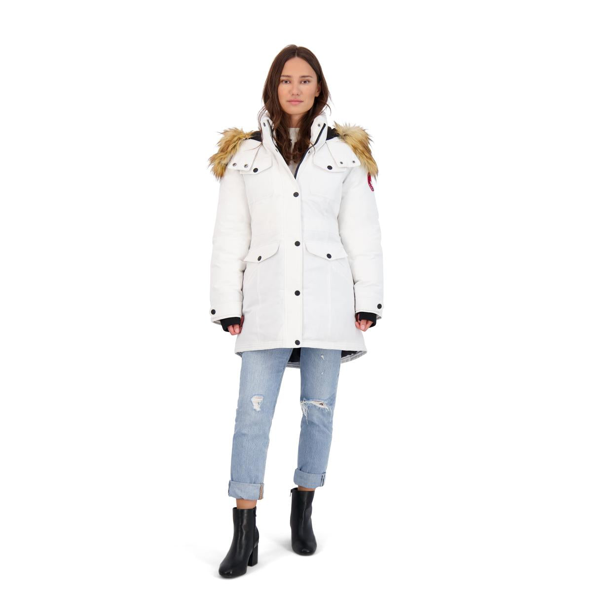 Parka Coat for Women-Insulated Faux Fur Hooded Winter Jacket