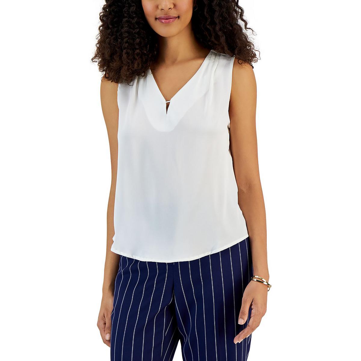 Petites Pleated Sleeveless Blouse