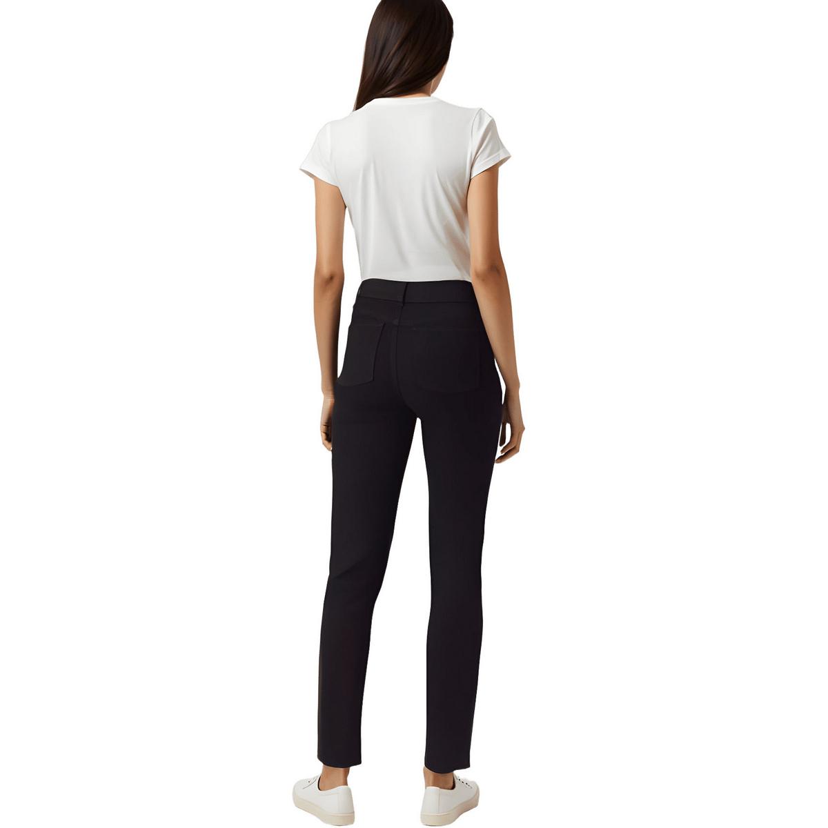 Solid High Rise Straight Leg Pants