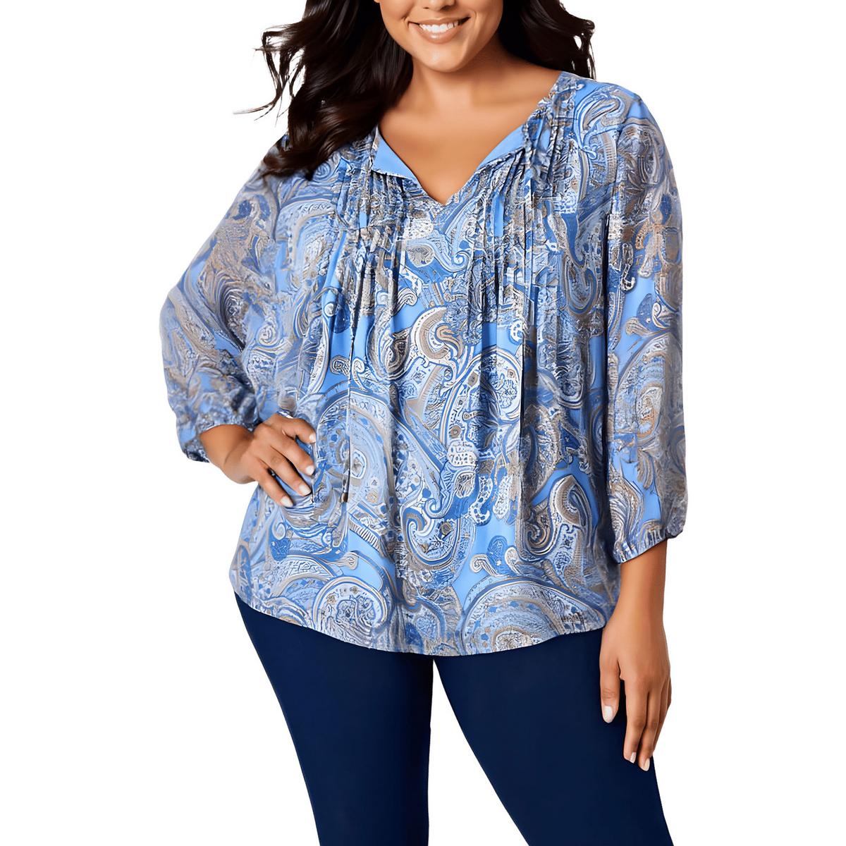 Plus Pintuck Chiffon Blouse