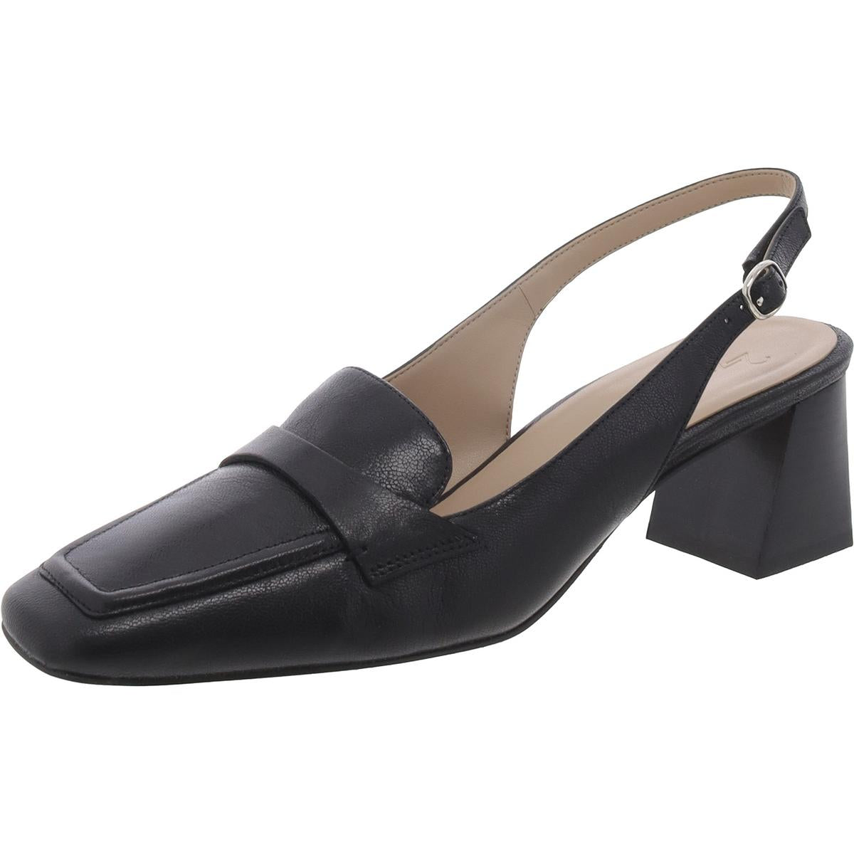 Hunny Leather Square Toe Slingback Heels