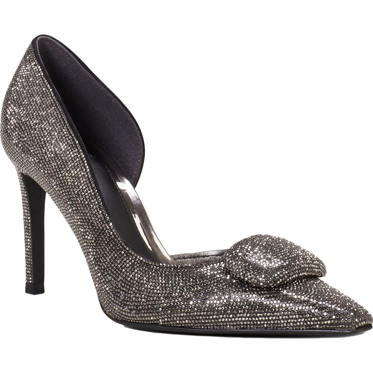 Emelias Embellished Faux Leather D'Orsay Heels