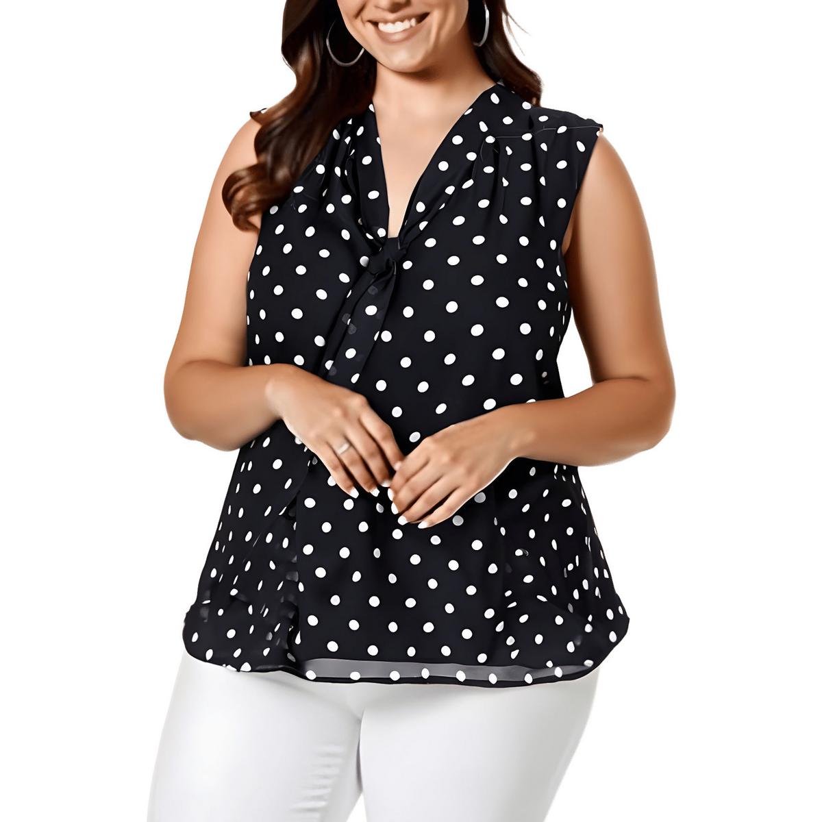 Plus Polka Dot Chiffon Shell