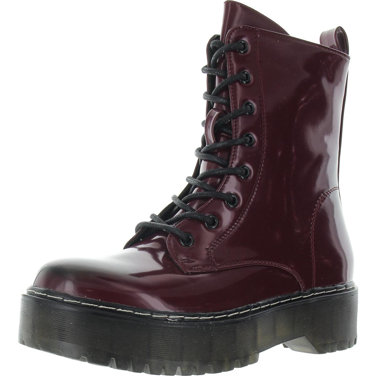 Kiwi Zipper Patent Combat & Lace-Up Boots