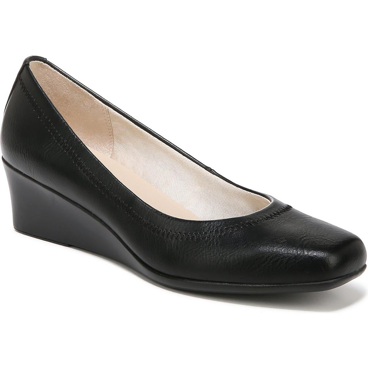 Groovy Faux Leather Slip On Wedge Heels