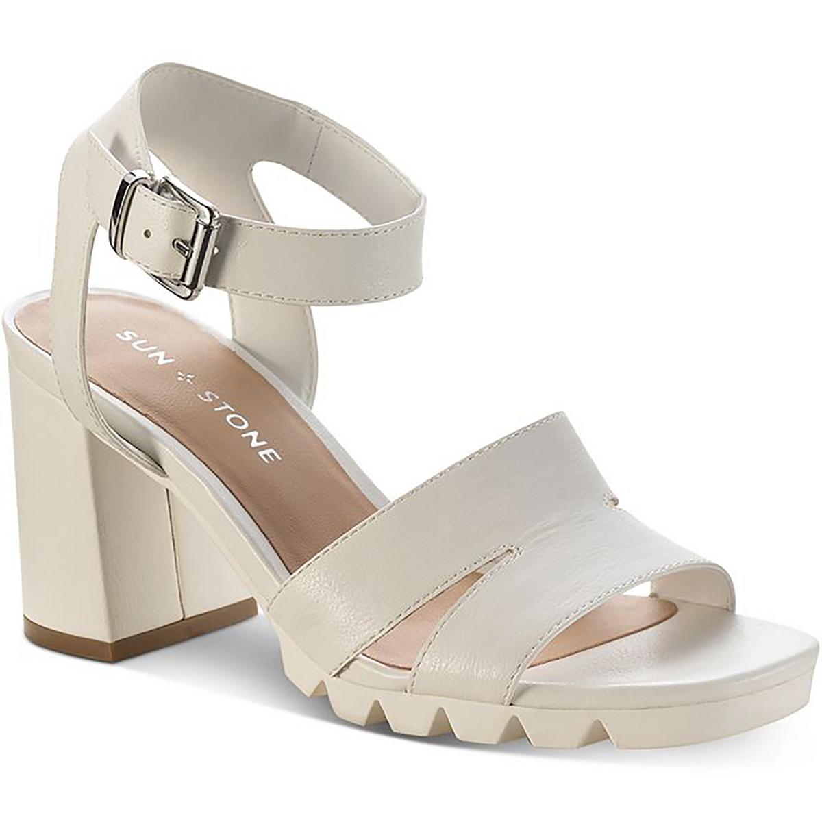 Raynaa Faux Leather Stacked Heel Ankle Strap