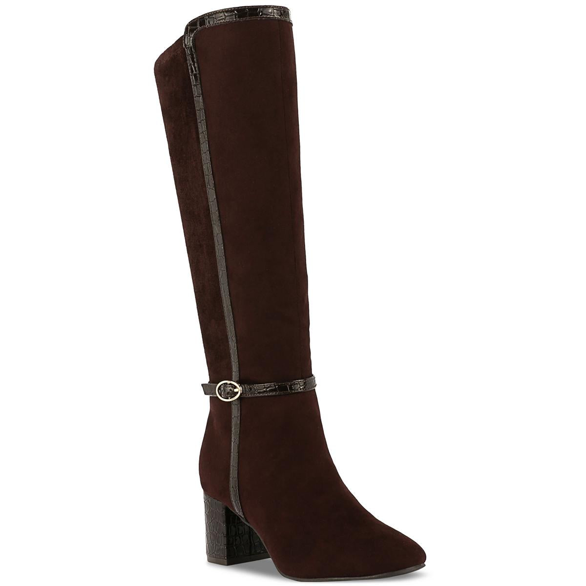 ISALEE Faux Suede Almond Toe Mid-Calf Boots