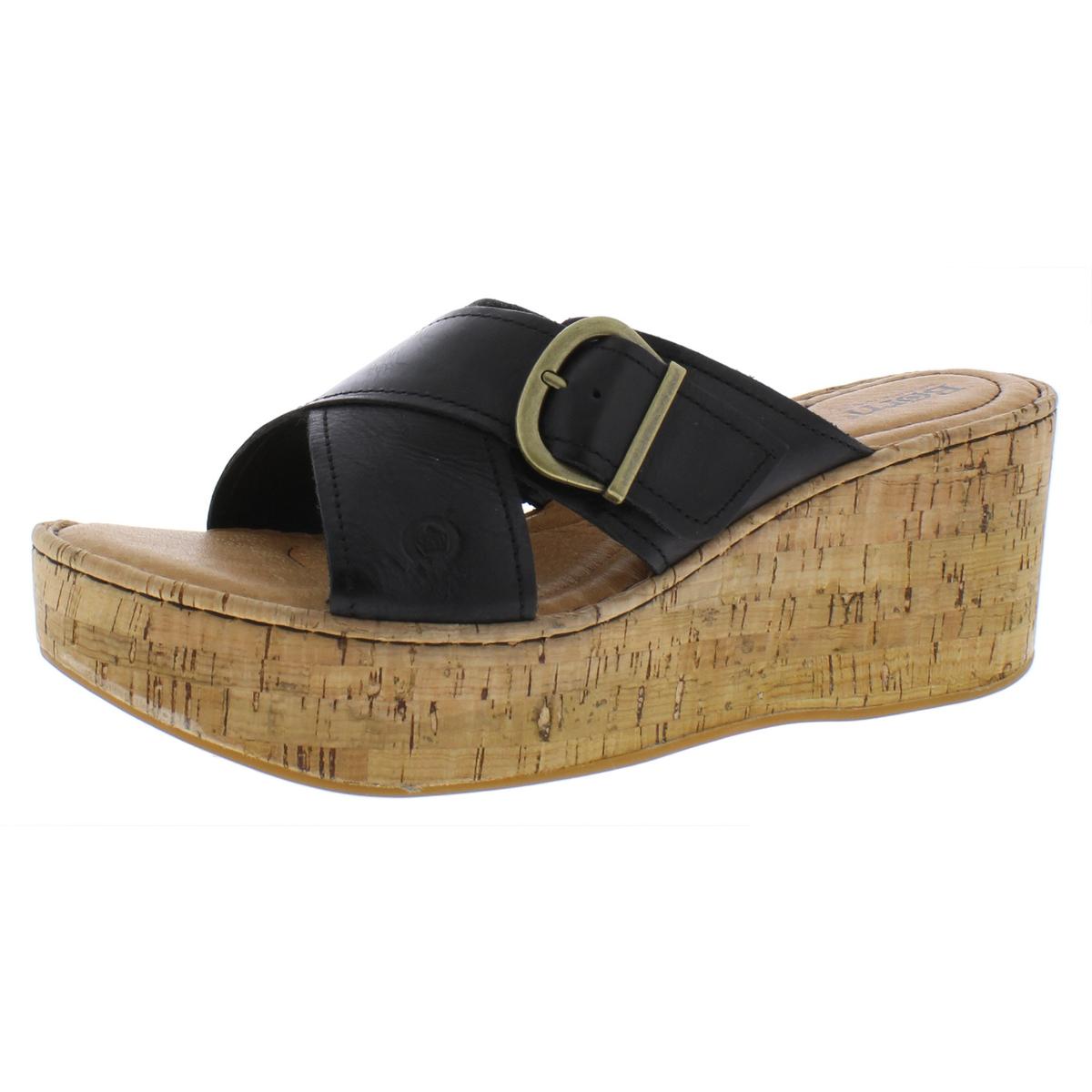 Devona Leather Cork Wedge Sandals