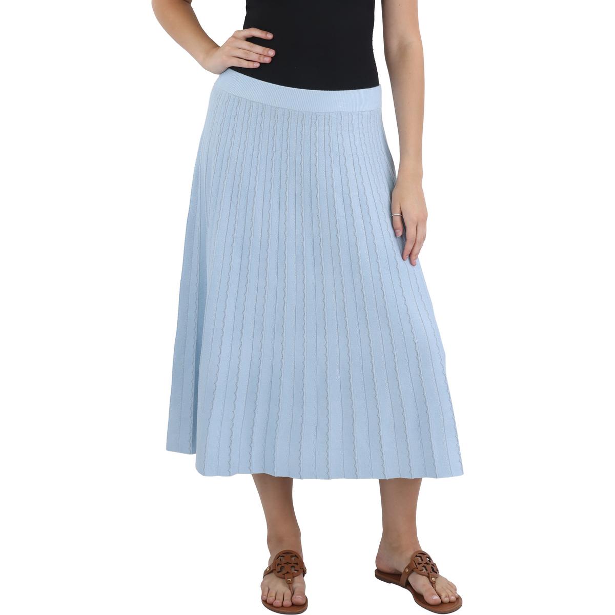 Knit Metallic Midi Skirt