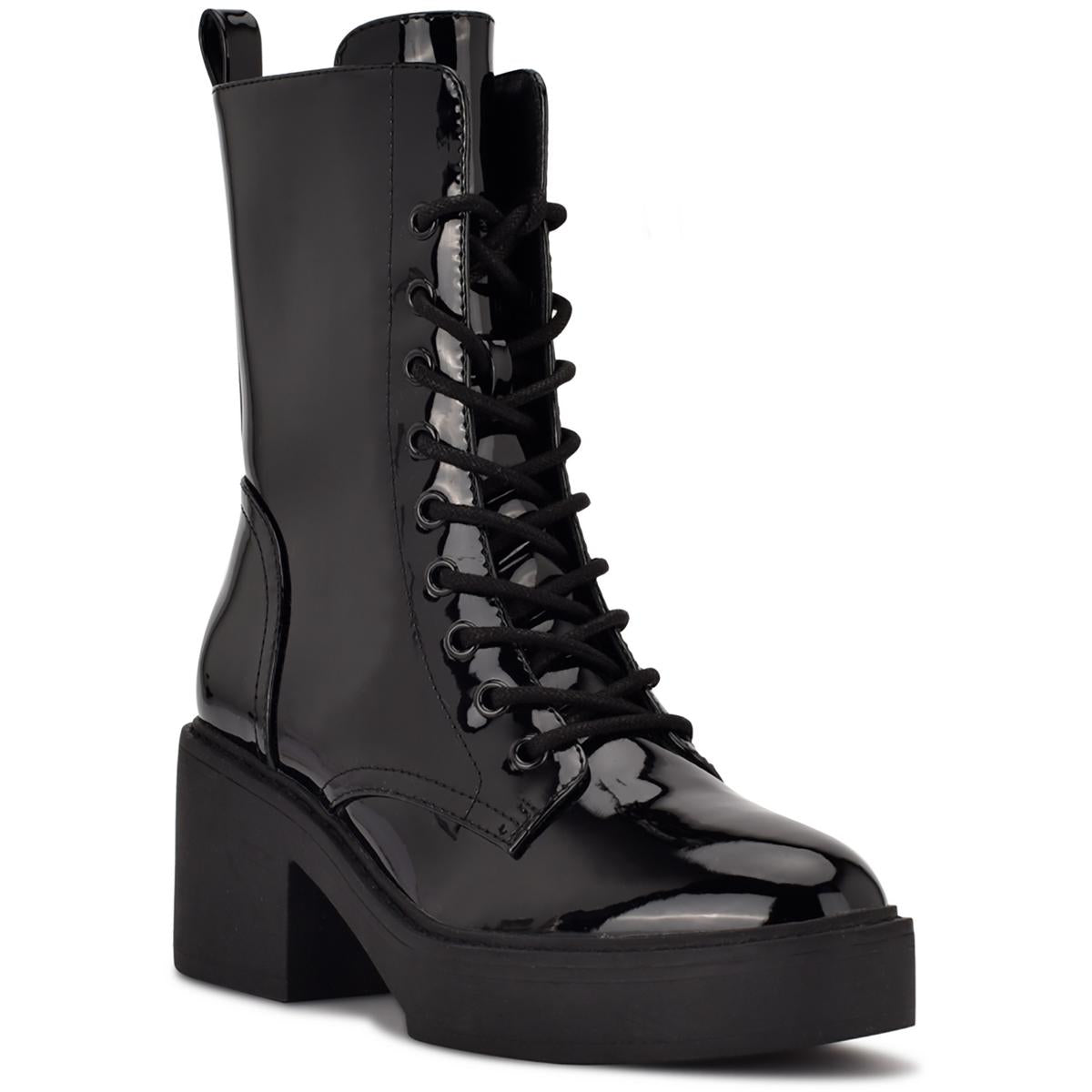 Faux Leather Embossed Combat & Lace-up Boots