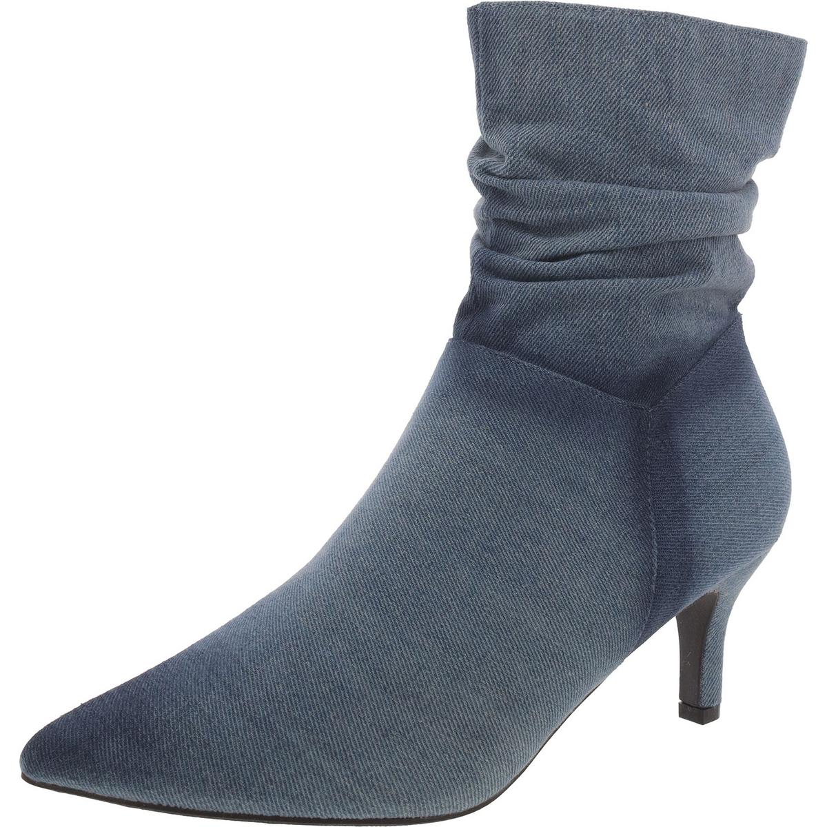 Morgan Denim Pointed Toe Mid-Calf Boots