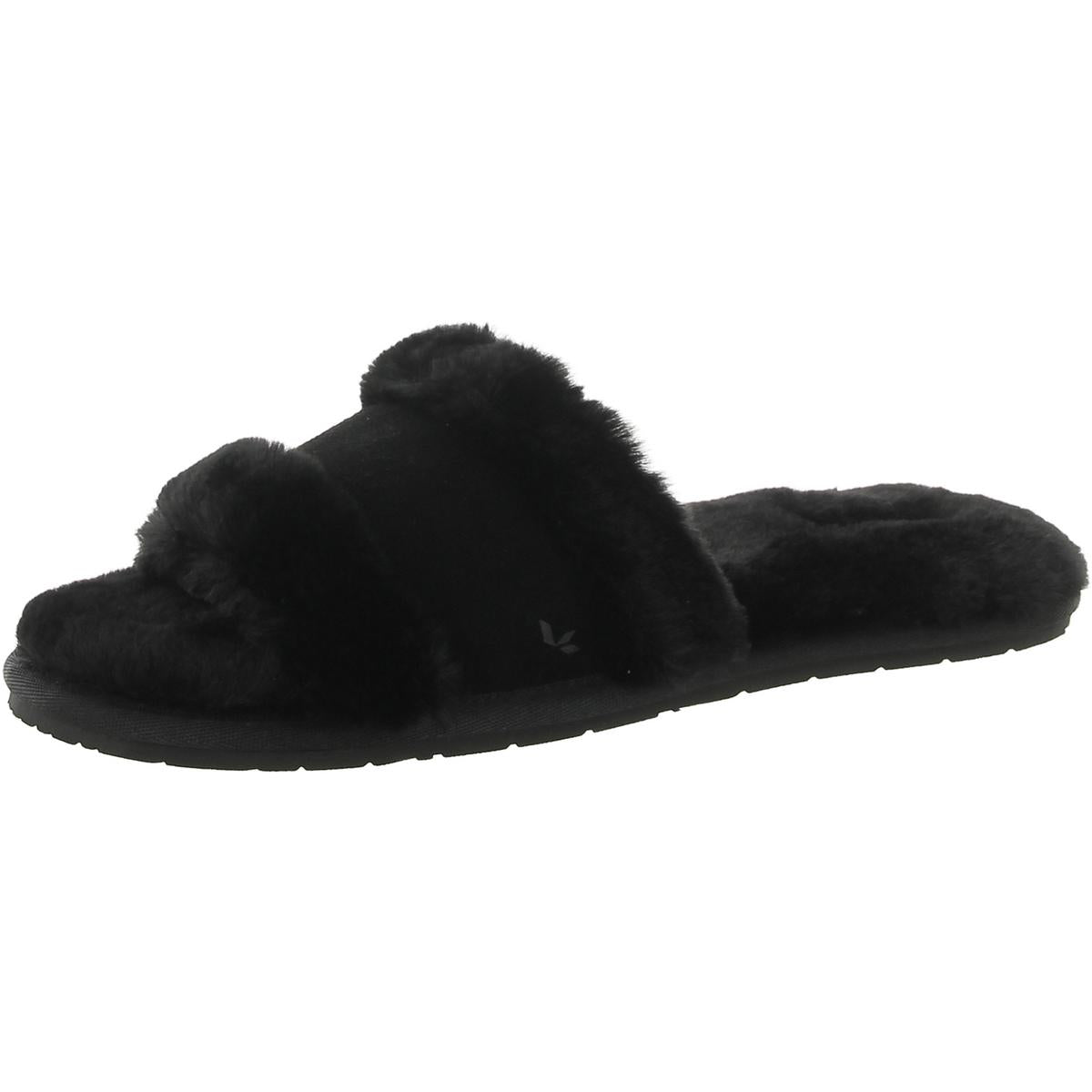 Milo Peep Suede Faux Fur Slide Slippers
