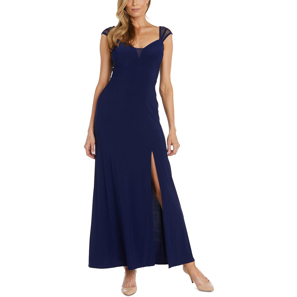 Mesh-Sleeves Long Evening Dress