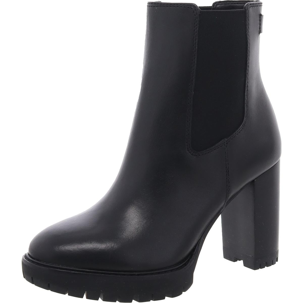 LAYNE Lugged Sole Leather Ankle Boots
