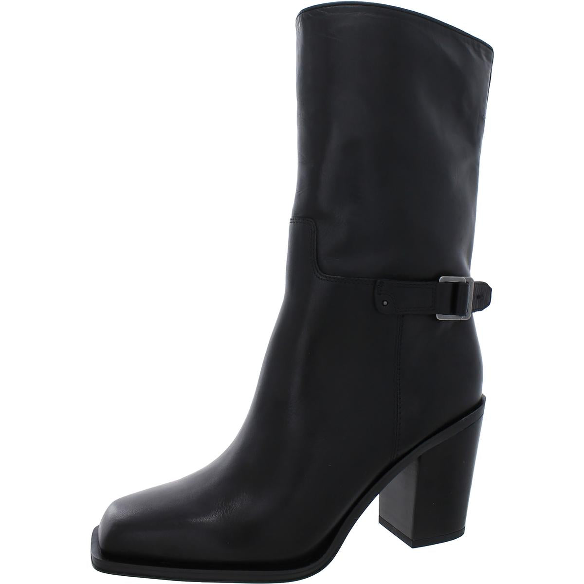Vance Buckle Square Toe Mid-Calf Boots
