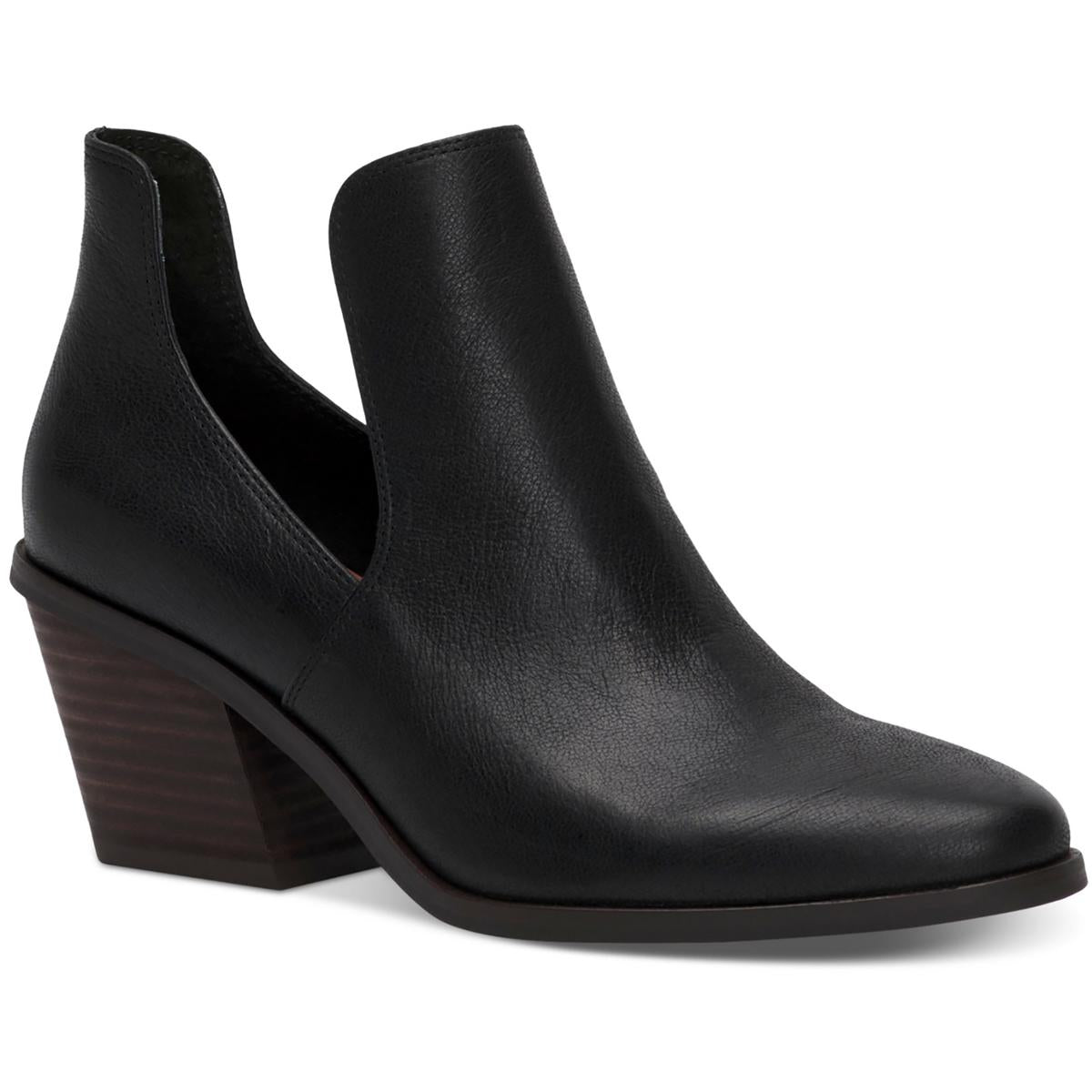 Vellida Leather Stacked Heel Ankle Boots