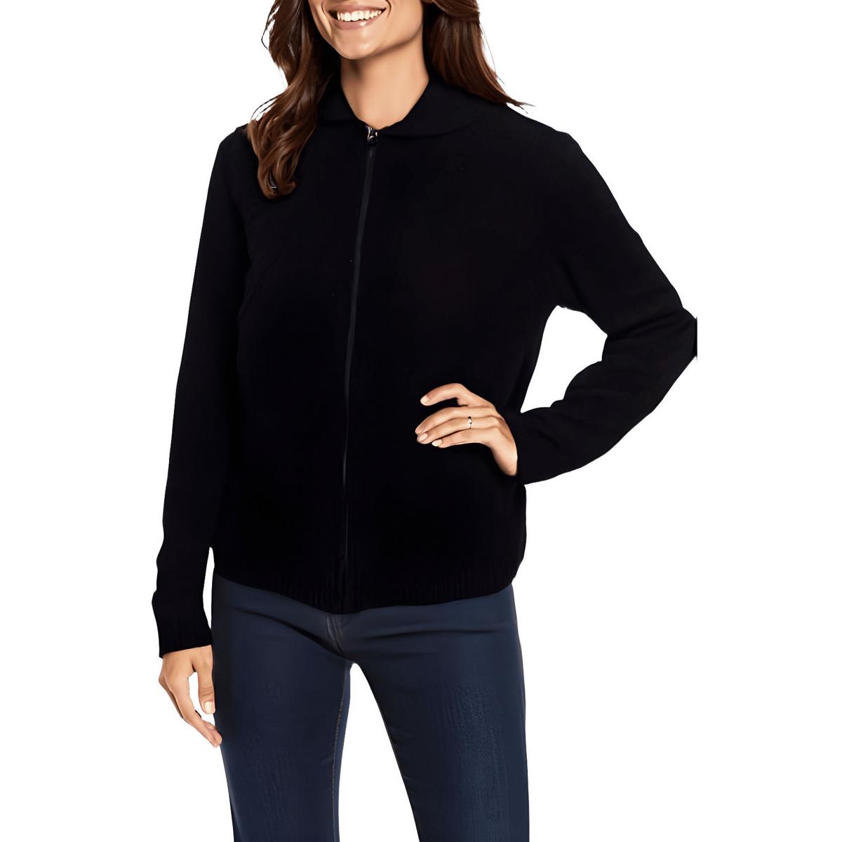 Petites Collar Cable Knit Crewneck Sweater