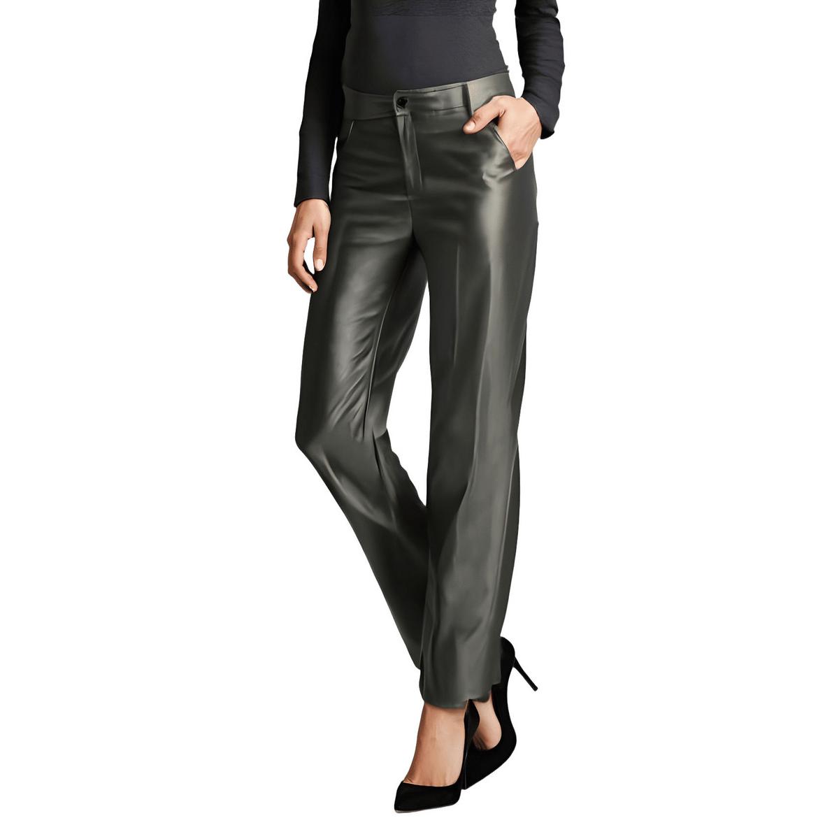 Metallic Faux Leather Bootcut Pants