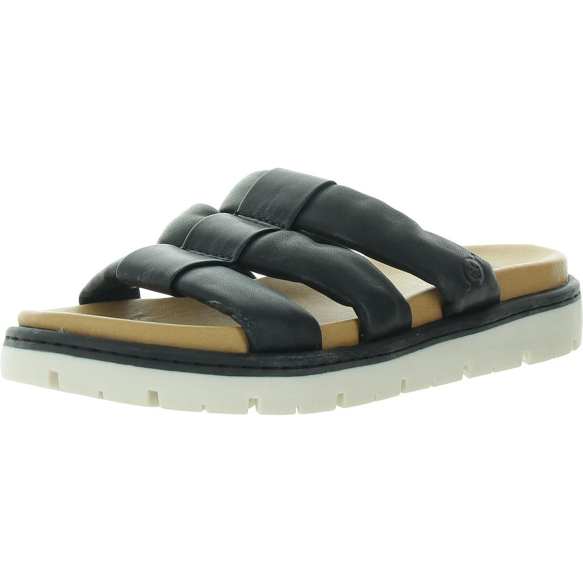 Solid Leather Slide Sandals