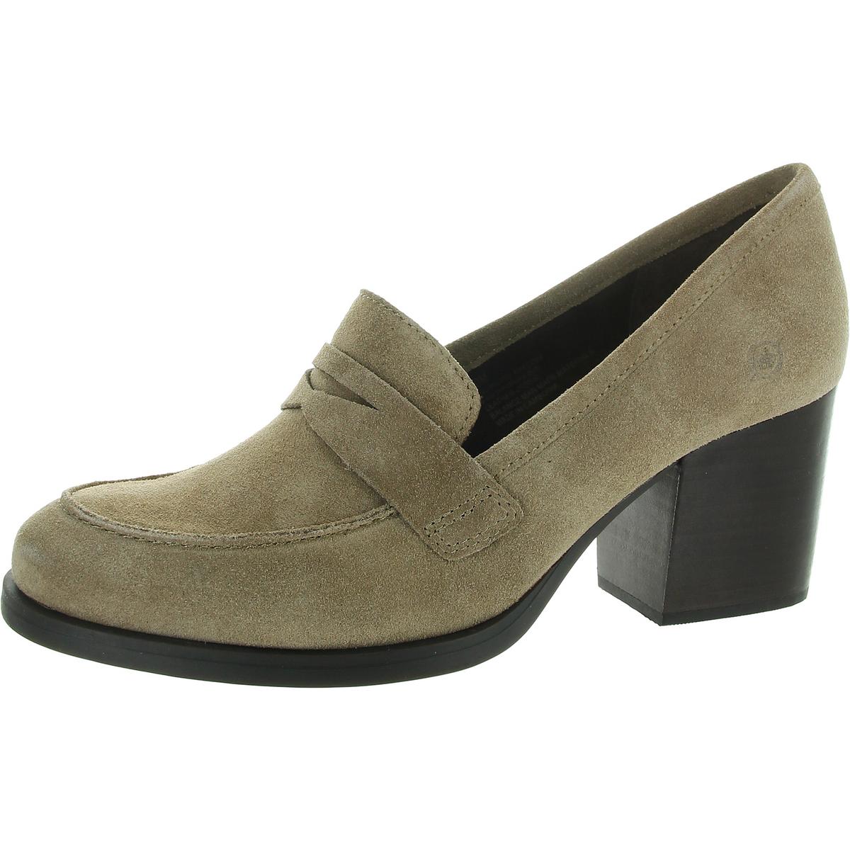Holliston Cushioned Footbed Faux Suede Loafer Heels