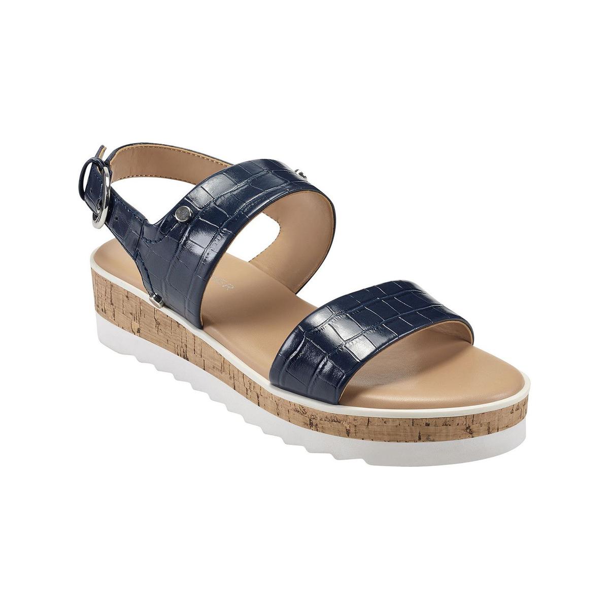 Gordy Embossed Faux Leather Wedge Sandals