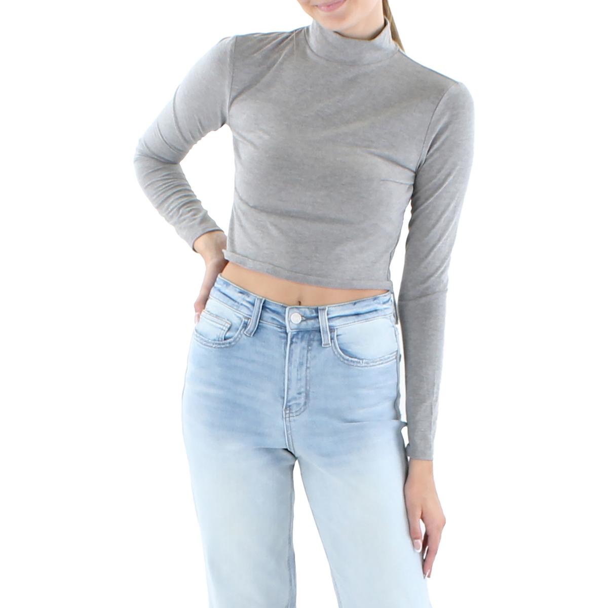 Juniors Cropped Heathered Turtleneck Top