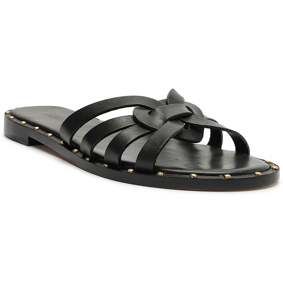 Phoenix Flat Studded Leather Slide Sandals