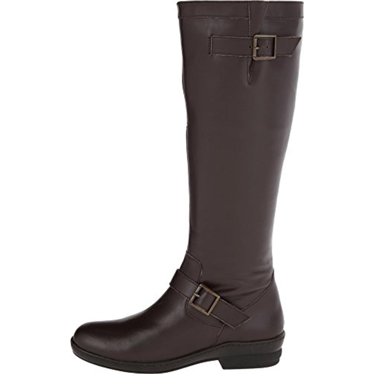 Della Leather Buckle Riding Boots