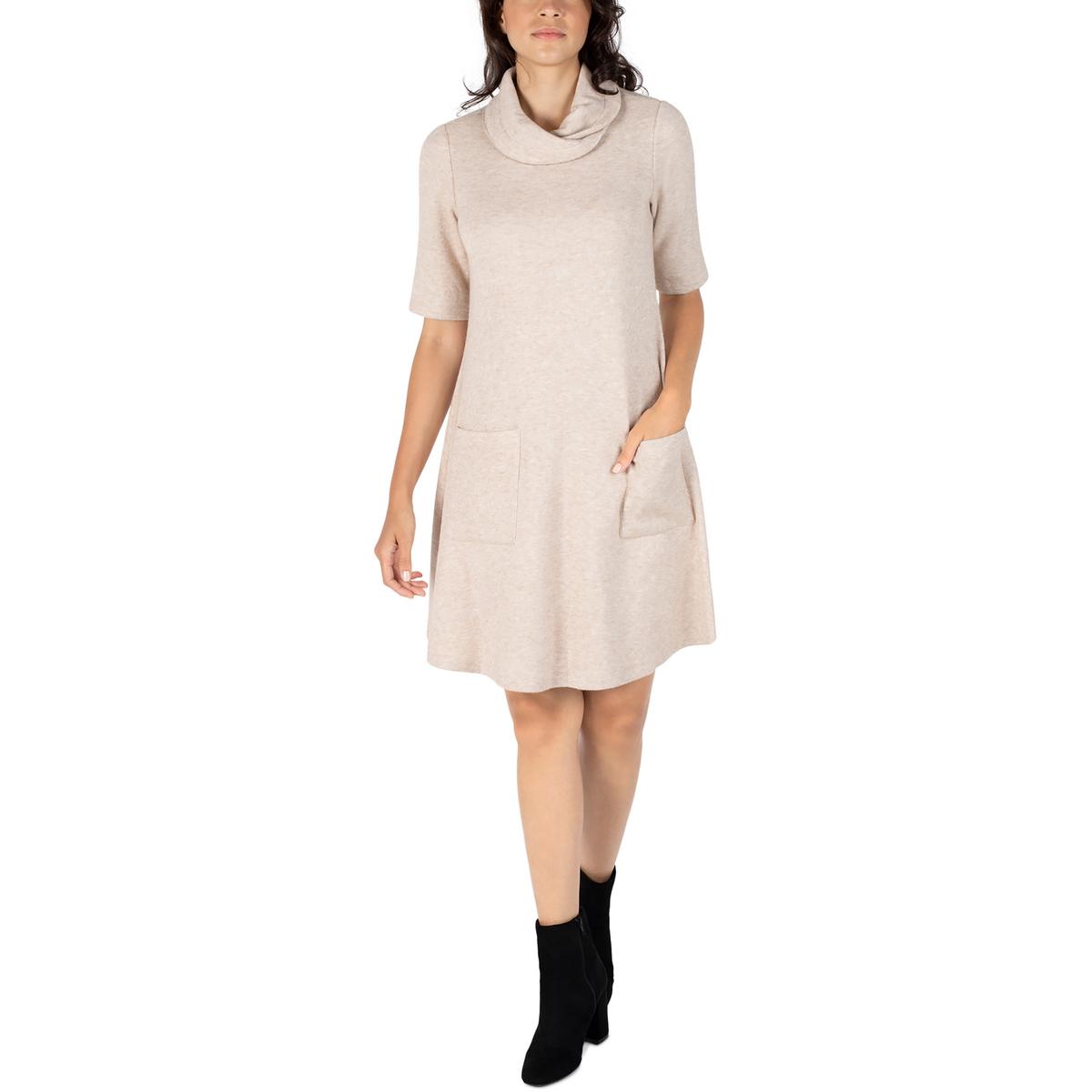 Petites Cowlneck Mini Sweaterdress