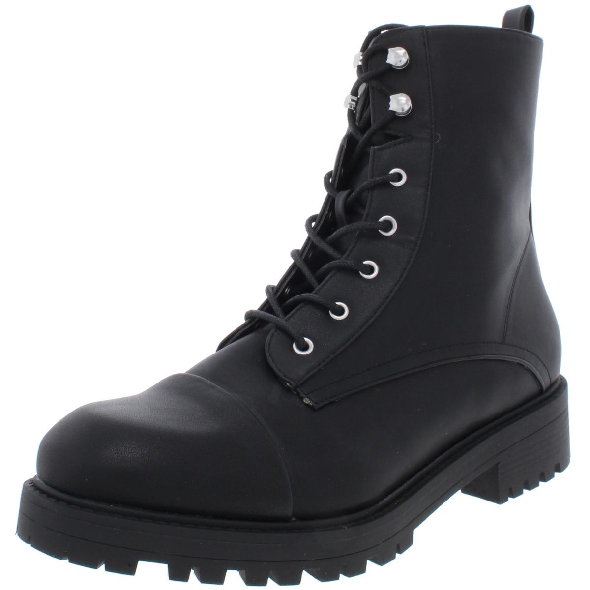 Elmhurst Faux Leather Lug Soul Combat Boots