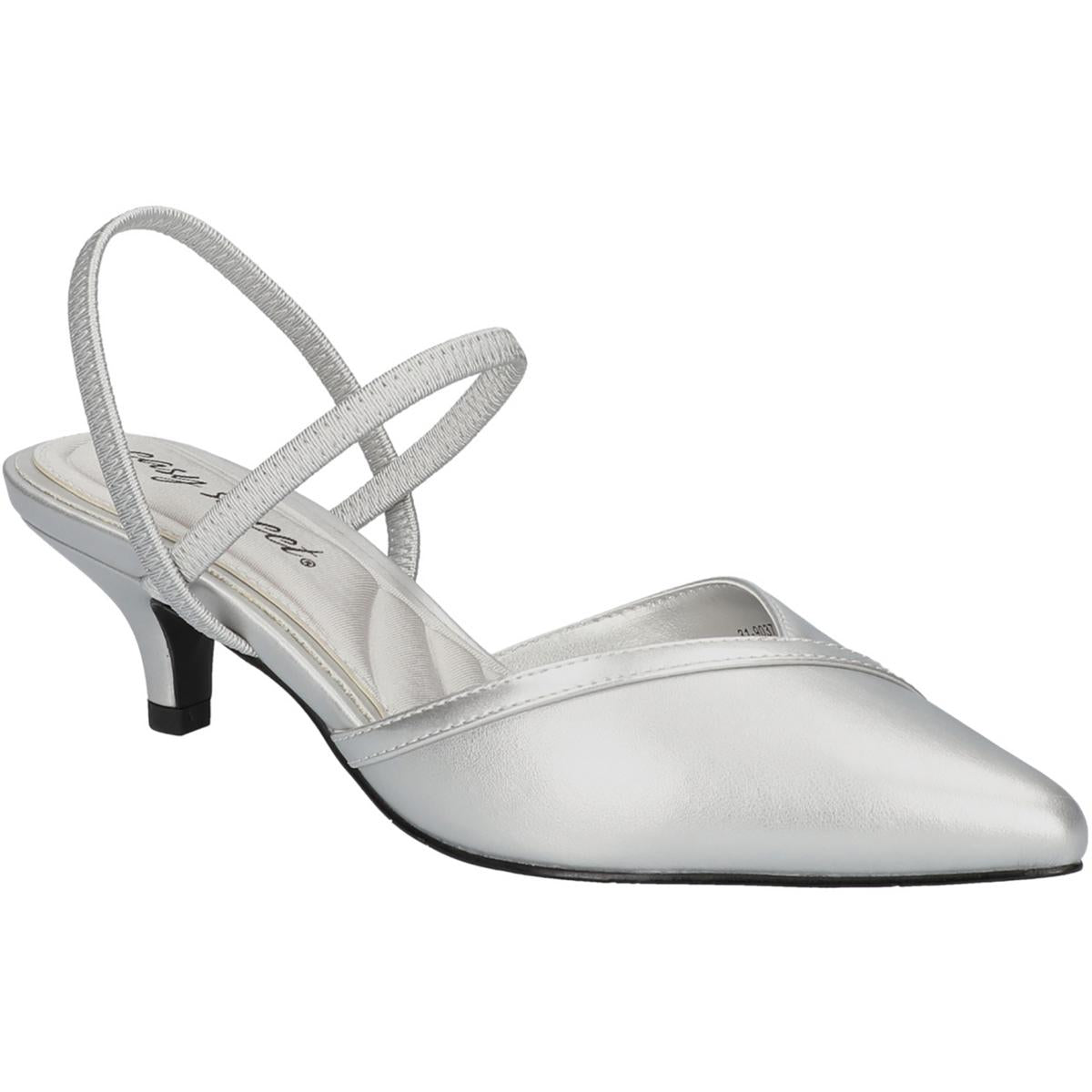 Faux Leather Strappy Kitten Heels