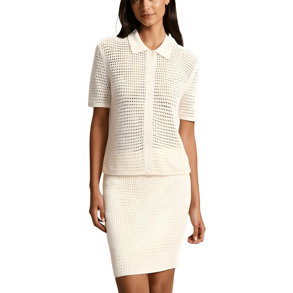 Crochet Linen Button-Down Top