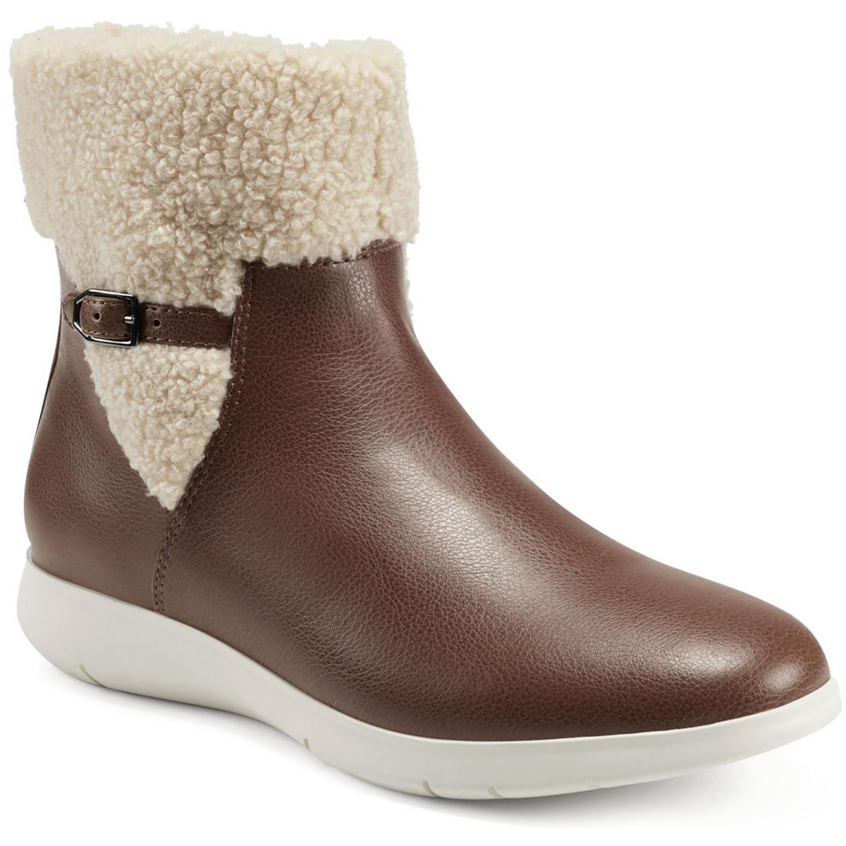 FERRA Faux Leather Faux Fur Ankle Boots
