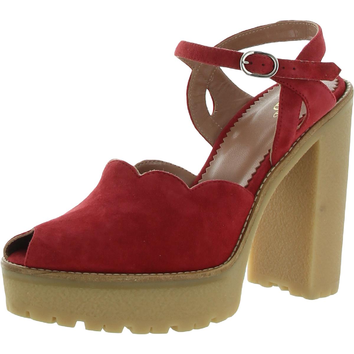 Suede Peep Toe Platform Heels