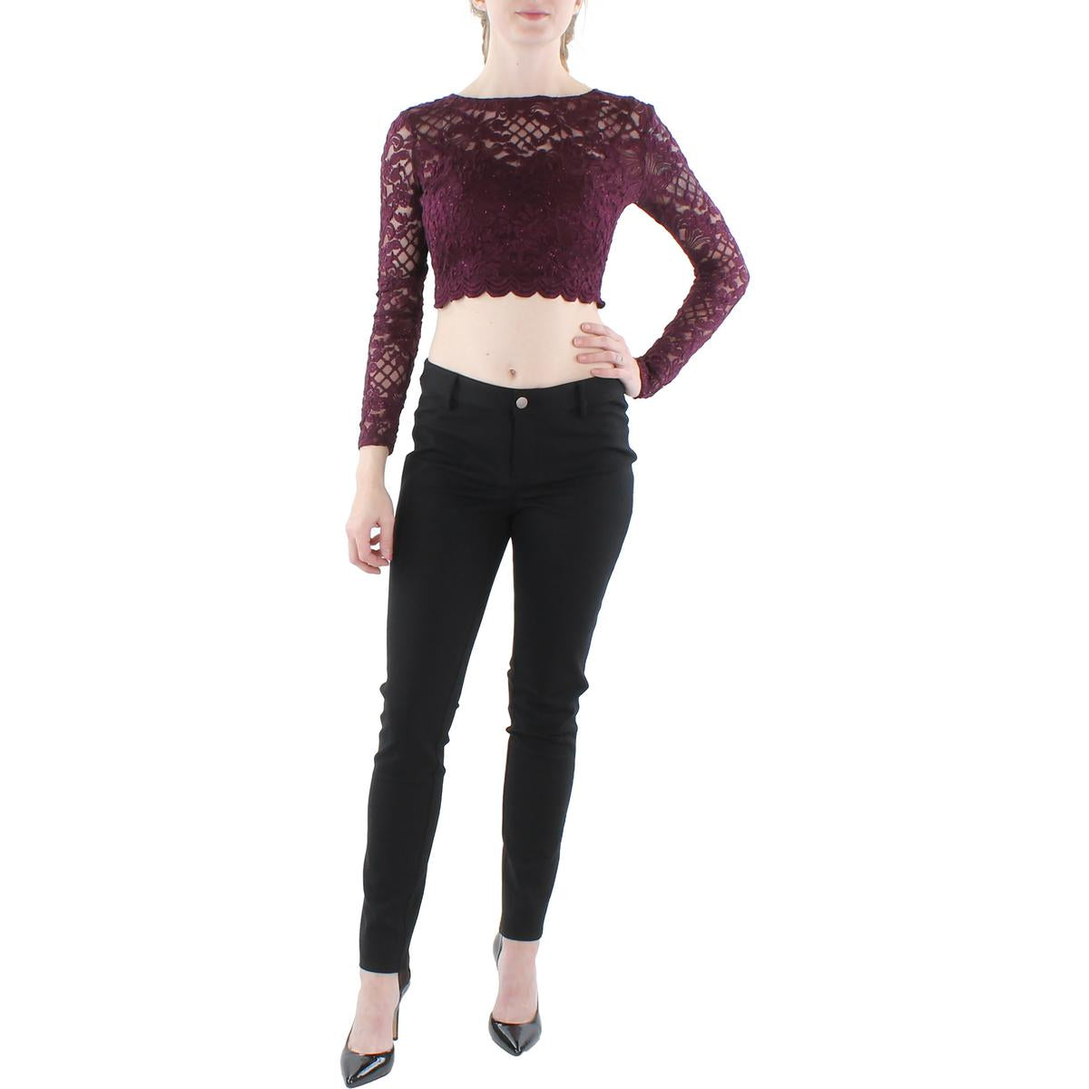 Juniors Lace Glitter Cropped