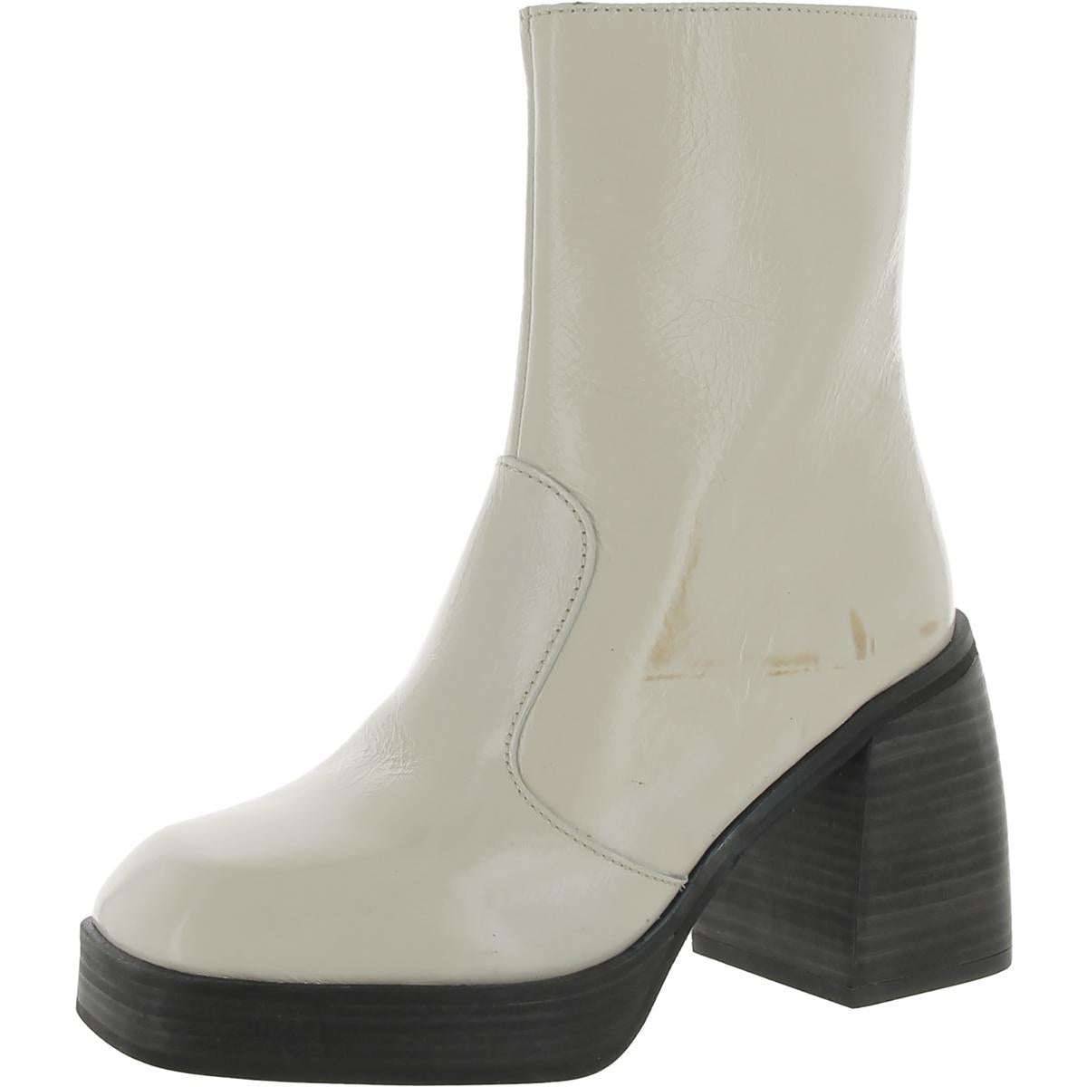 Ruby Shine Patent Leather Block Heel Ankle Boots