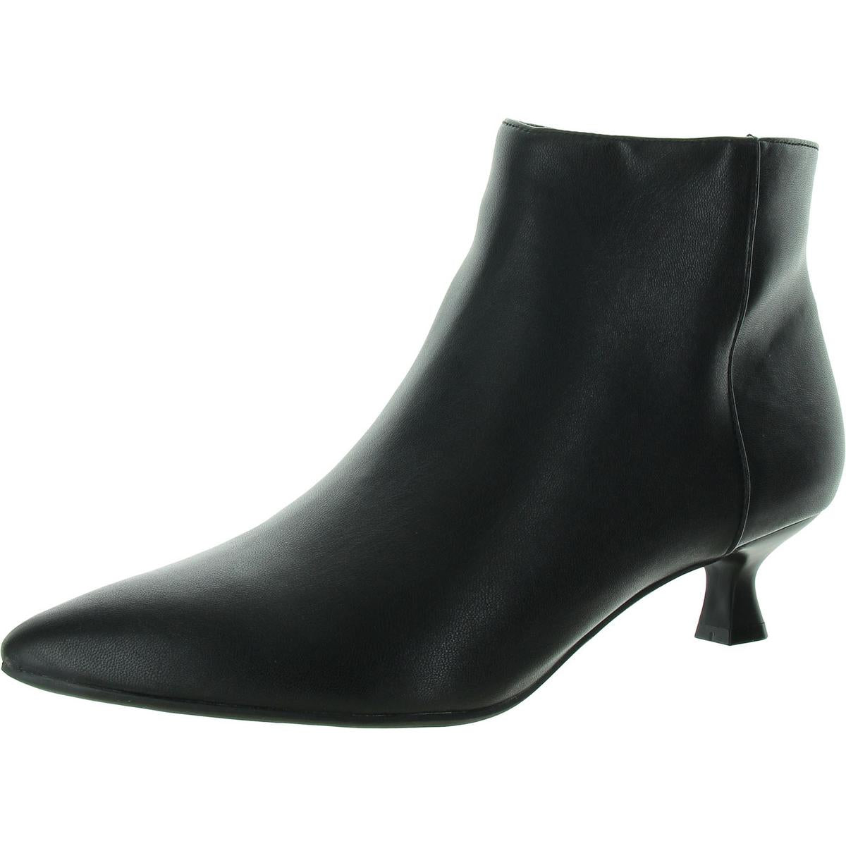 MAYA Faux Leather Kitten Heel Ankle Boots